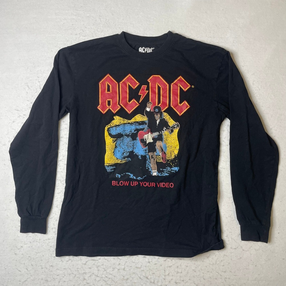 ACDC Blow Up‎ Your Video Long Sleeve Black Graphic T Shirt Mens L G